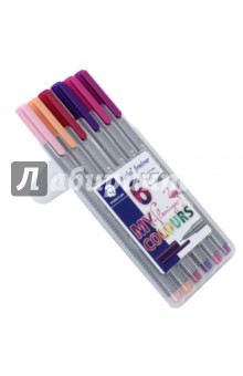 Набор капиллярн ручек 0.3мм 6цв Triplus 334SB6CS6