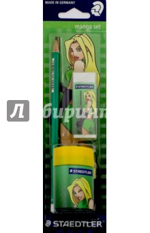 Набор карандашей ч/гр 3шт HB MANGA LADY+ ласт,точ.