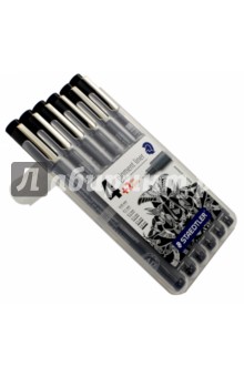 Набор кап.ручек 6шт Pigment Liner черный (308SB6P)