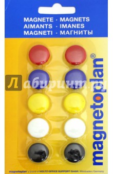 Набор магнитов 10 шт 20 мм /уп., разноцвет. сигнал