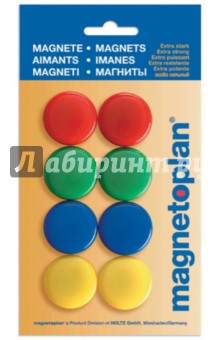 Набор магнитов 8шт 30мм, разноцвет. (16663)