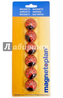 Набор магнитов 6шт 30мм "Божья коровка" (16674)