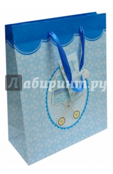 Пакет подар. S2-07B-0015 "Baby Carriage Blue" (бум