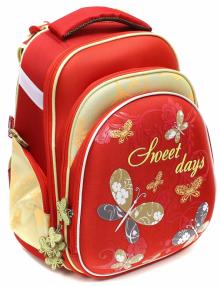 Ранец школьный БАБОЧКИ НА КРАСНОМ,40081