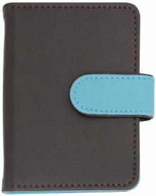 Визитница одностор.16карт,КОРИЧ+БИРЮЗ,кнопка,45952