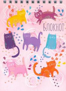 Блокнот 80л,А6,греб,ЦВЕТНЫЕ КОТЯТА,49844