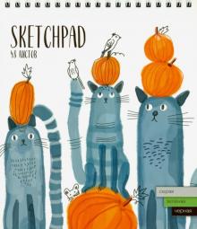 Скетчпад 48л,А5,греб,КОТЫ,чер,сер,зел.бум,51528