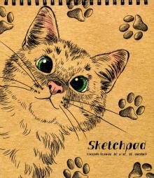 Скетчпад 40л,168х195мм,греб,КОТИК,крафт,52565