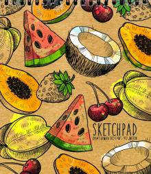 Скетчпад 40л,168х195мм,греб,ФРУКТ-ЯГОД,крафт,52566