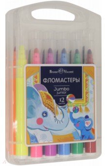 Фломастеры утолщ.12цв,JUMBO JUNIOR,32-0033