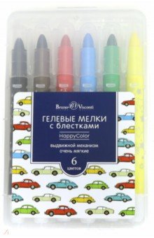 Мелки гел.с блес.в плас.выкр.6цв,HAPPYCOLO,31-0013