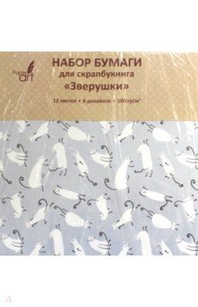 Бумага для скрапбукинга 12л,Зверушки,НБС12395