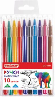 Ручки шар. 10цв "Веселые зверята" 143338