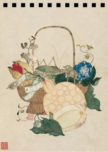 Корзина с горохом и фруктами (блокнот)