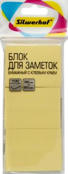 Блок д/зап.самокл.100л,38x51,п.желт,3шт,682154-05