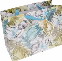Пакет бумажный 32.4х26х12.7 Ракушки Бирюза (81236)