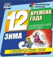 Времена года. Зима: 12 развивающих карточек с красочными картинками, с