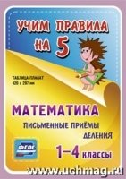 Математика. Письменные приемы деления. 1-4кл. Таблица-плакат 420х