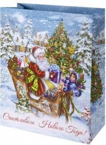 Пакет бумажный 17.8х22.9х9.8см Новогод.сани 79991