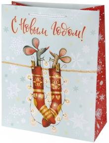 Пакет бумажный 26х32.4х12.7см Мышки в носках 80012