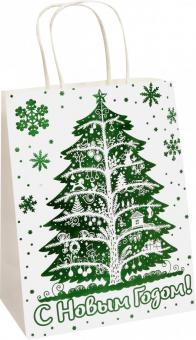 Пакет из крафт-бумаги 17.8х22.9х9.8см Елочка 79959