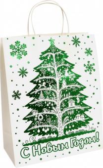 Пакет из крафт-бумаги 26х32.4х12.7см Елочка 79966