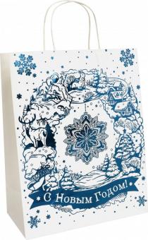 Пакет из крафт-бумаги 26х32.4х12.7см Снежинк 79968