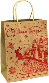 Пакет из крафт-бумаги 17.8х22.9х9.8см Зайчик 79974