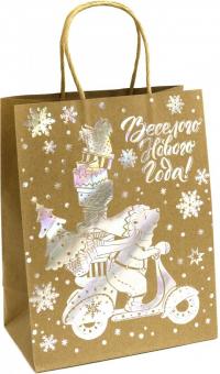 Пакет из крафт-бумаги 17.8х22.9х9.8см Мишка1 79976