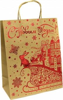 Пакет из крафт-бумаги 26х32.4х12.7см Зайчик 79979