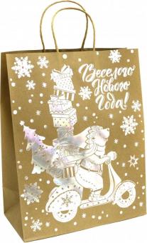 Пакет из крафт-бумаги 26х32.4х12.7см Мишка1 79981