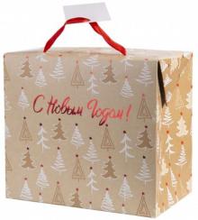 Пакет бумажный 22,5х20х13,5см Елочки 79956