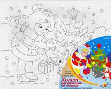Холст 20х25см Снежная девочка и зайки (Х-1248)