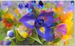 Алмаз.мозаика 30х40 КРАСИВ. СИР.И ЖЁЛТ.ЦВЕТЫ ST592