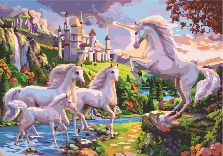 Раскраска по номерам. Формат А3. Единороги (Арт. Р-9349)