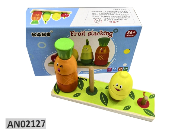Деревянная игрушка. Пирамидка ОВОЩИ И ФРУКТЫ-1 (4 шт.) (в коробке) (