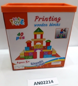 Деревянная игрушка. Конструктор №2 (40 дет/) (цветные строит. блоки)