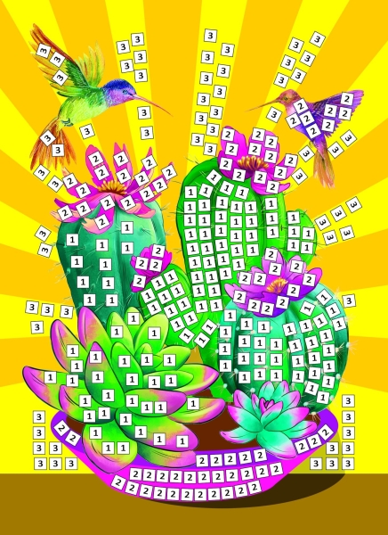 МОЗАИКА МЯГКАЯ. формат А5 (21х15 см). ЯРКИЕ КАКТУСЫ (Арт. М-2602)