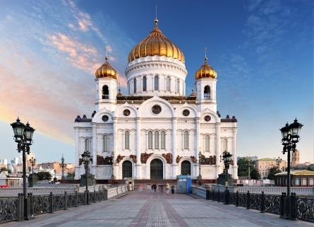 Холст с красками по номерам 22х30 см. Москва. Храм Христа Спасителя (
