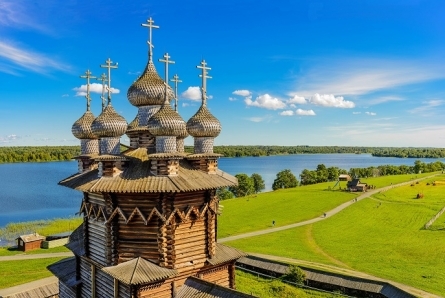 Холст с красками 40х50 см по номерам. Церковь Преображения Господня на