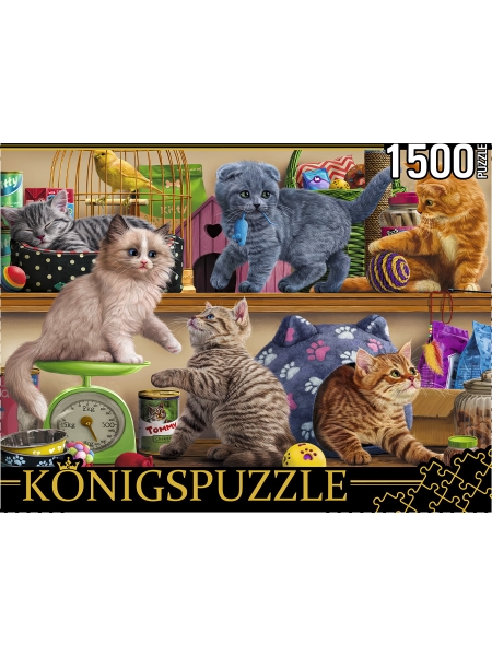 Konigspuzzle. ПАЗЛЫ 1500 элементов. ФK1500-3508 КОТЯТА В ЗООМАГАЗИНЕ
