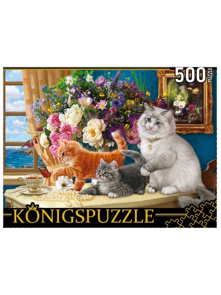 Konigspuzzle. ПАЗЛЫ 500 элементов. ХK500-3573 КОТЯТА И БУКЕТ