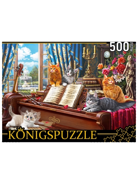 Konigspuzzle. ПАЗЛЫ 500 элементов. ХK500-3574 КОТЯТА НА РОЯЛЕ