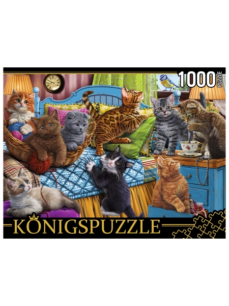 Konigspuzzle. ПАЗЛЫ 1000 элементов. ФK1000-3587 ИГРИВЫЕ КОТЯТА