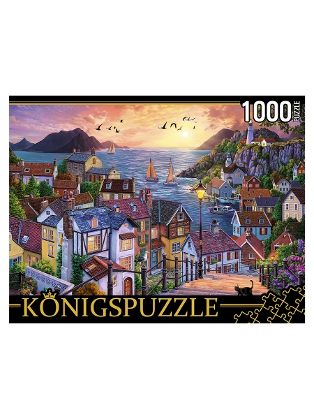 Puzzle-1000 ФK1000-3588 ПРИБРЕЖНЫЙ ГОРОД НА ЗАКАТЕ