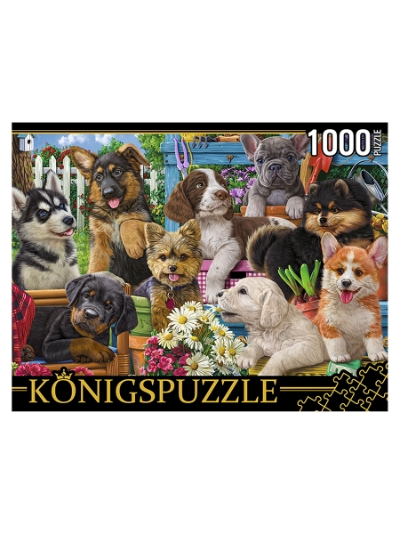 Konigspuzzle. ПАЗЛЫ 1000 элементов. ФK1000-3589 СОБАЧКИ В САДУ