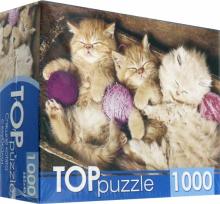 TOPpuzzle. ПАЗЛЫ 1000 элементов. ГИТП1000-4140 Спящие котята с клубкам