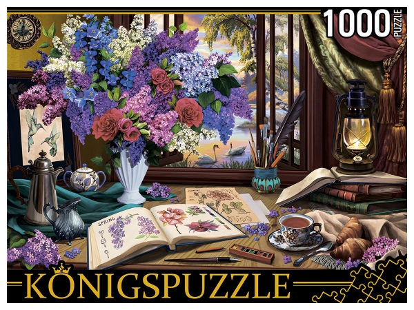 Konigspuzzle. ПАЗЛЫ 1000 элементов. ФK1000-4470 НАТЮРМОРТ С СИРЕНЬЮ И