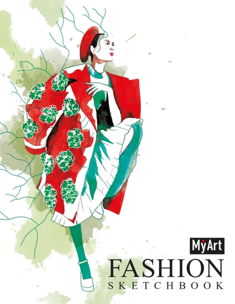 My Art. Fashion скетчбук на гребне. Дама в красном пальто