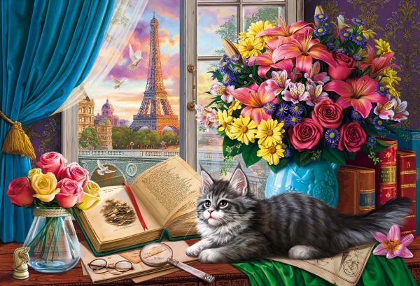 Алмаз. мозаика (класс)40х50 см,с подр.,с част.зап.(35 цв.)Котенок и па
